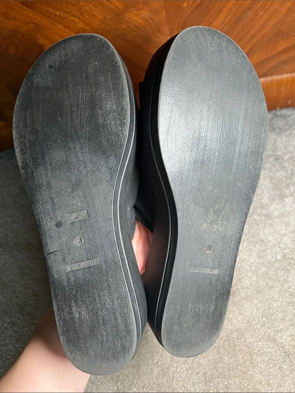 Steve Madden Slinky 30 Platform Sandals Black Stretch size 8 Made in Italy